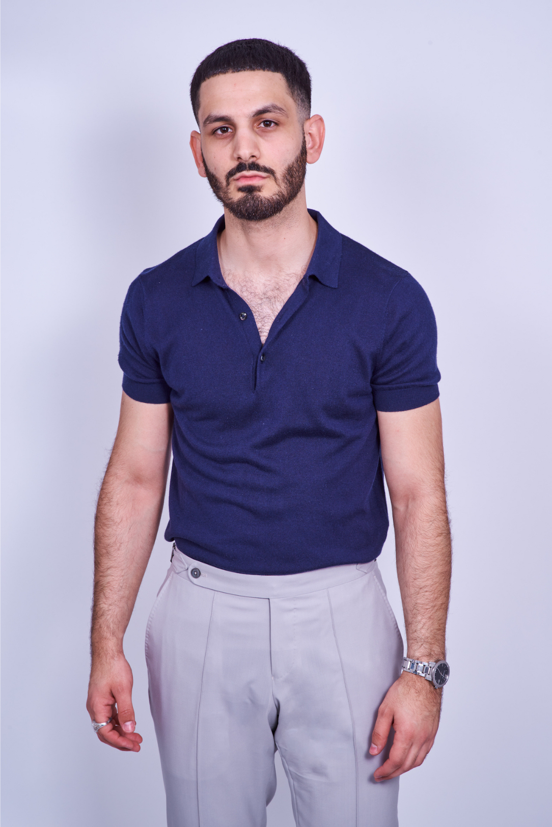 Navy Silk/Cashmere Polo