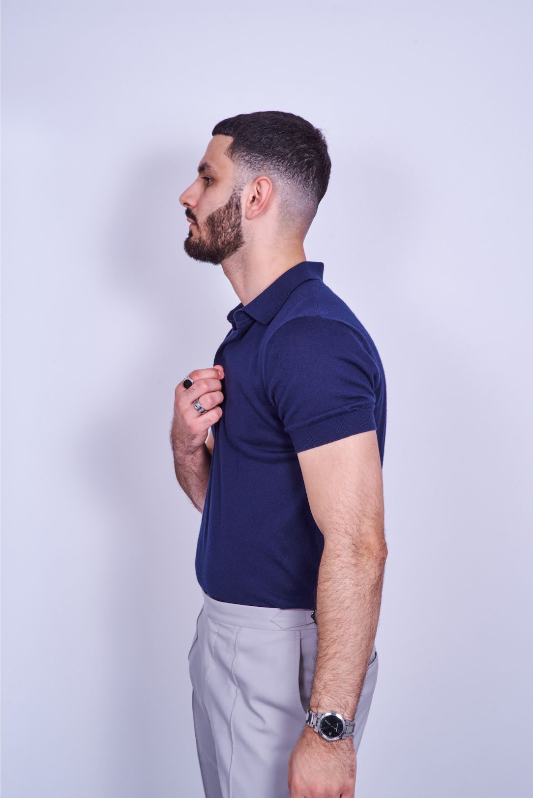 Navy Silk/Cashmere Polo