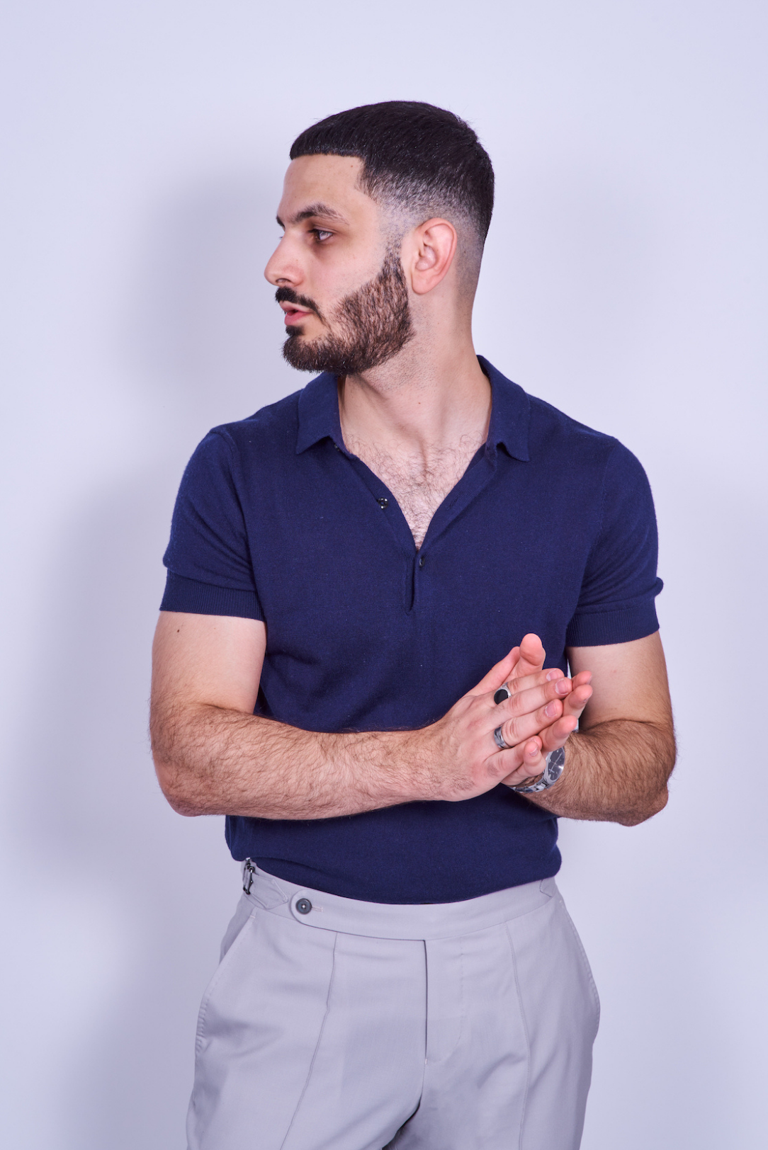 Navy Silk/Cashmere Polo