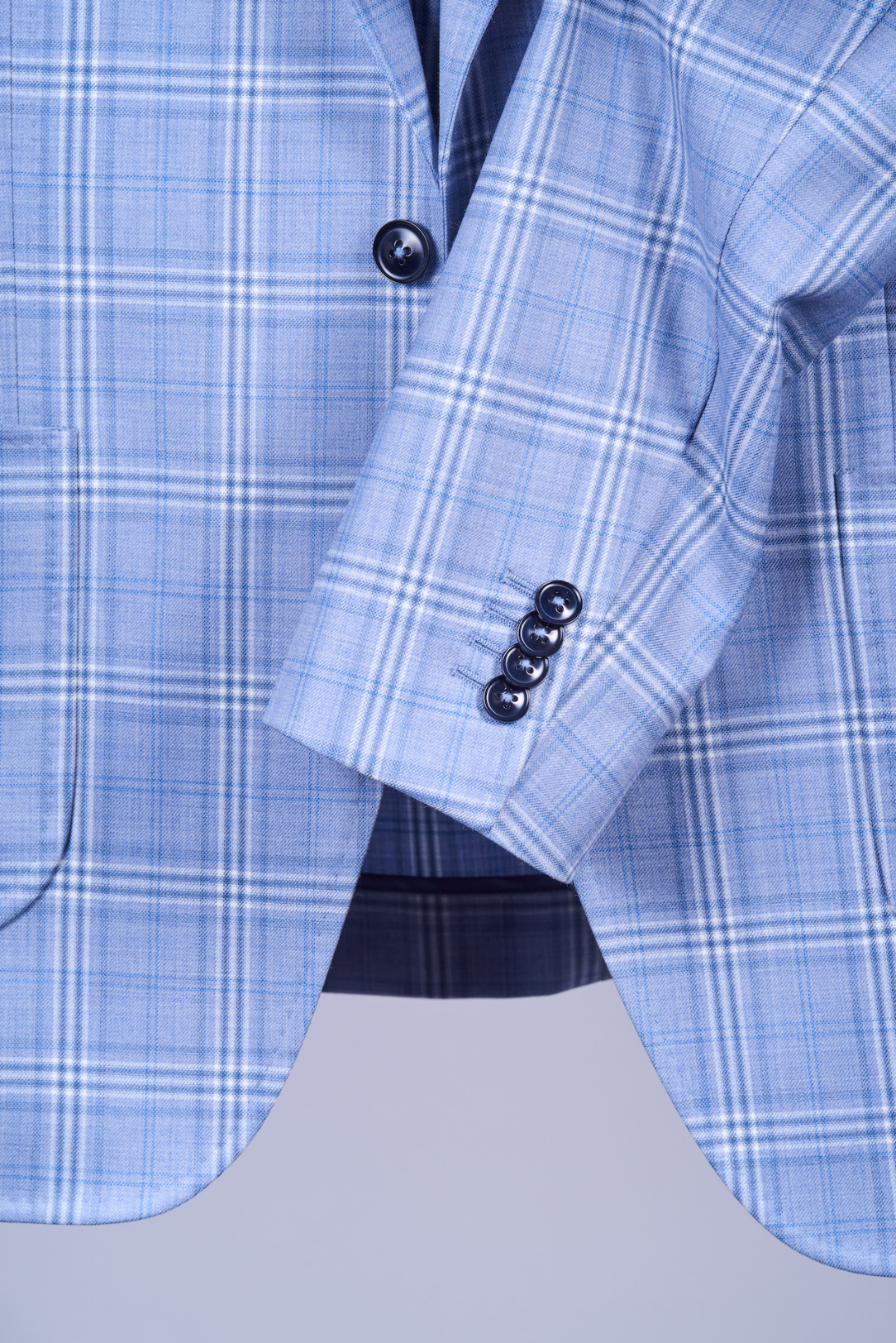Blue Plaid Single Breasted Wool Suit