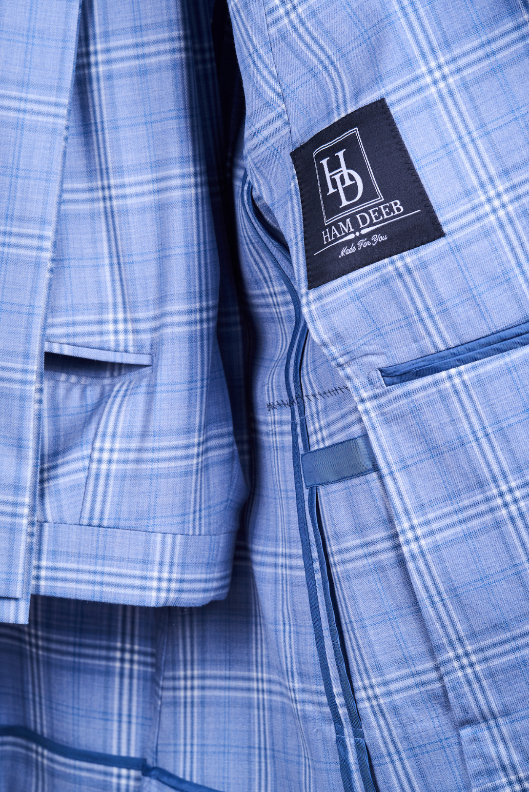 Blue Plaid Single Breasted Wool Suit