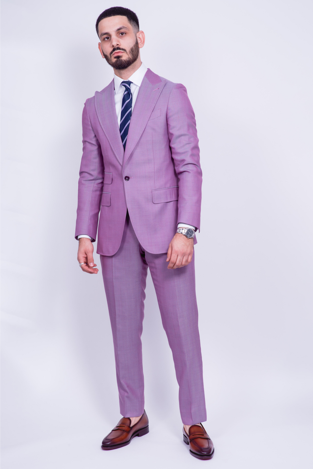 Lavender Single Breasted Silk/Wool Suit