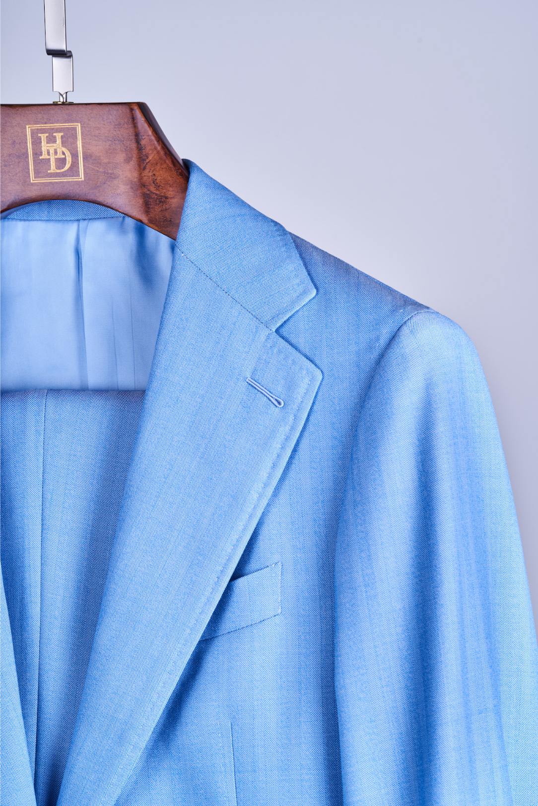 Light Blue Single Breasted Silk/Wool Suit