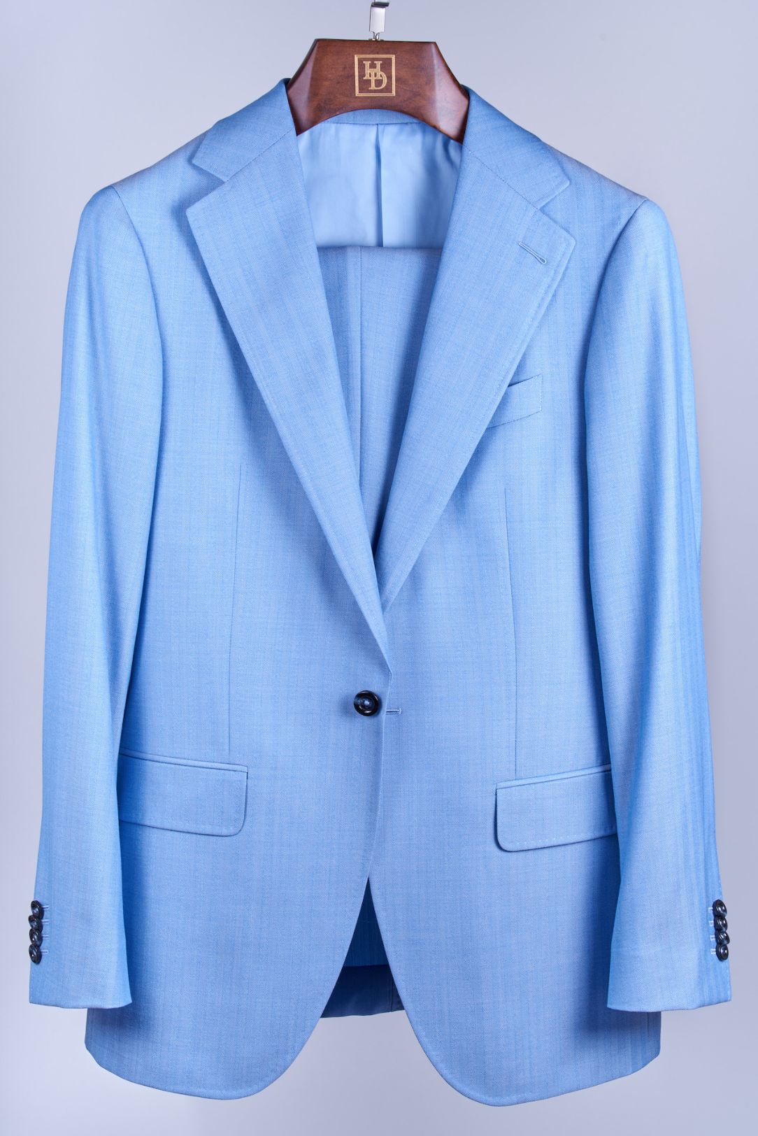 Light Blue Single Breasted Silk/Wool Suit