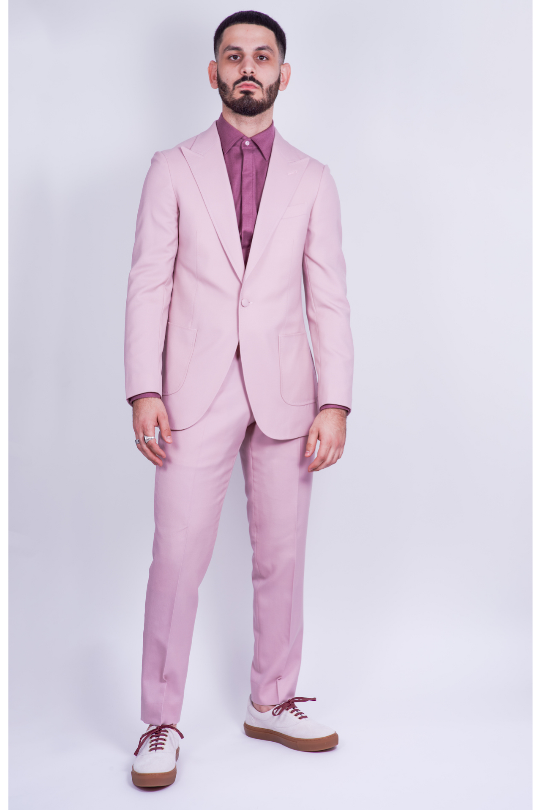 Mauve Single Breasted Wool Suit