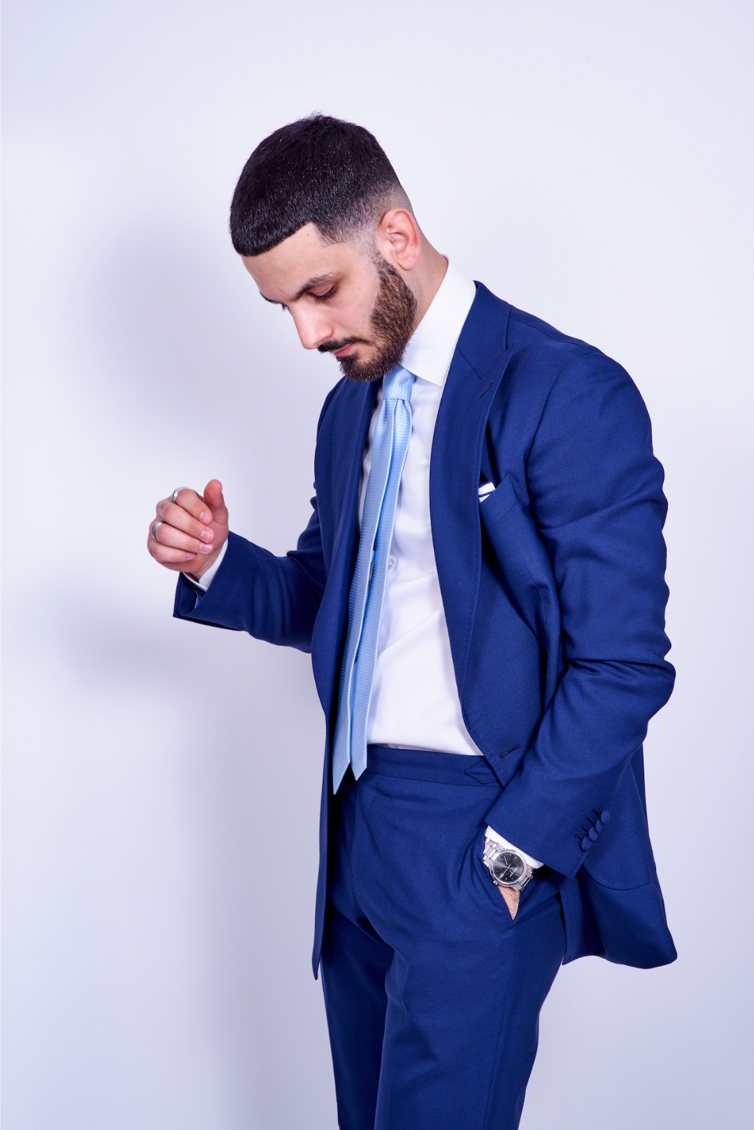 Navy Blue Water Resistant Wool Trousers