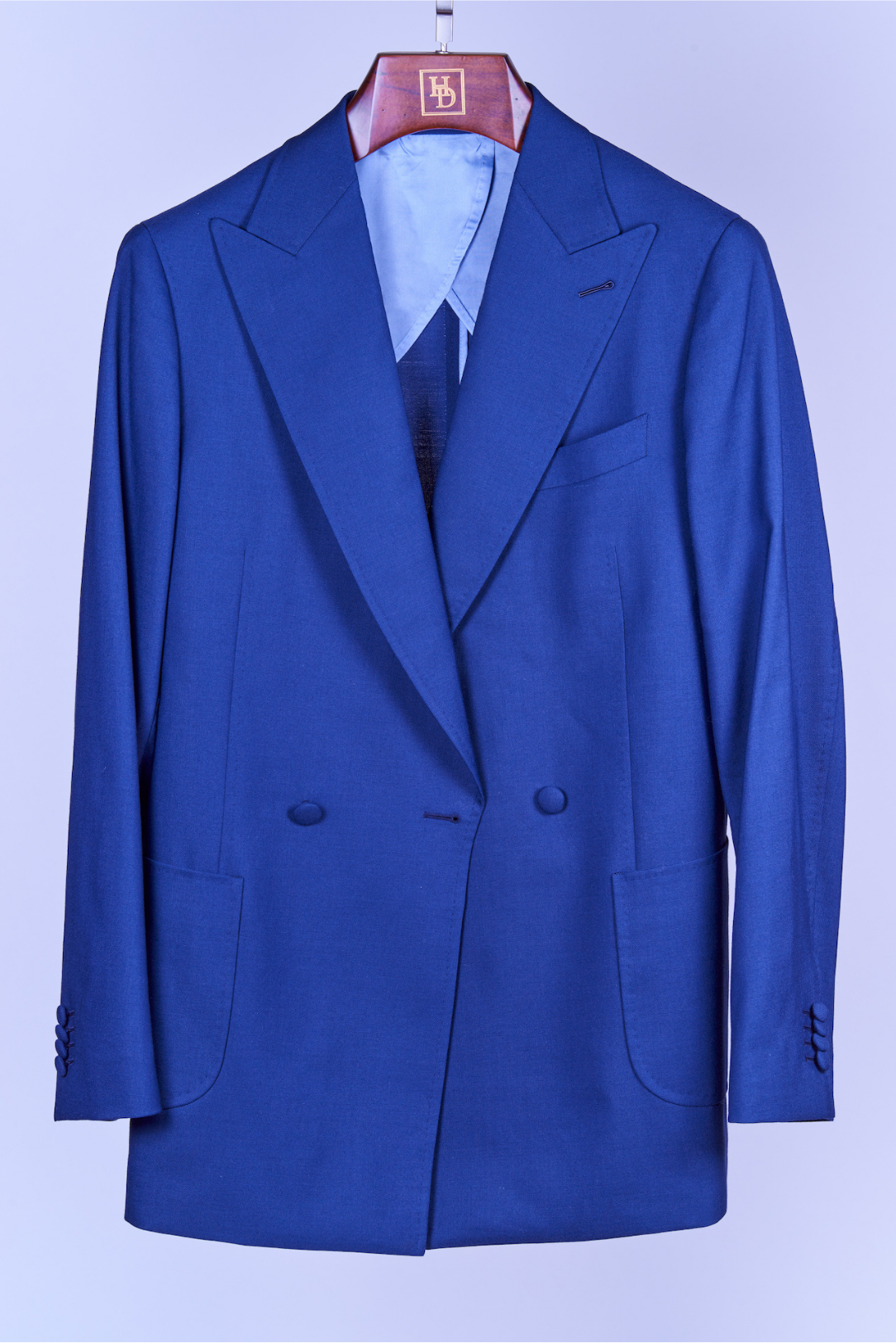 Navy Two Button DB Water Resistant Wool Blazer