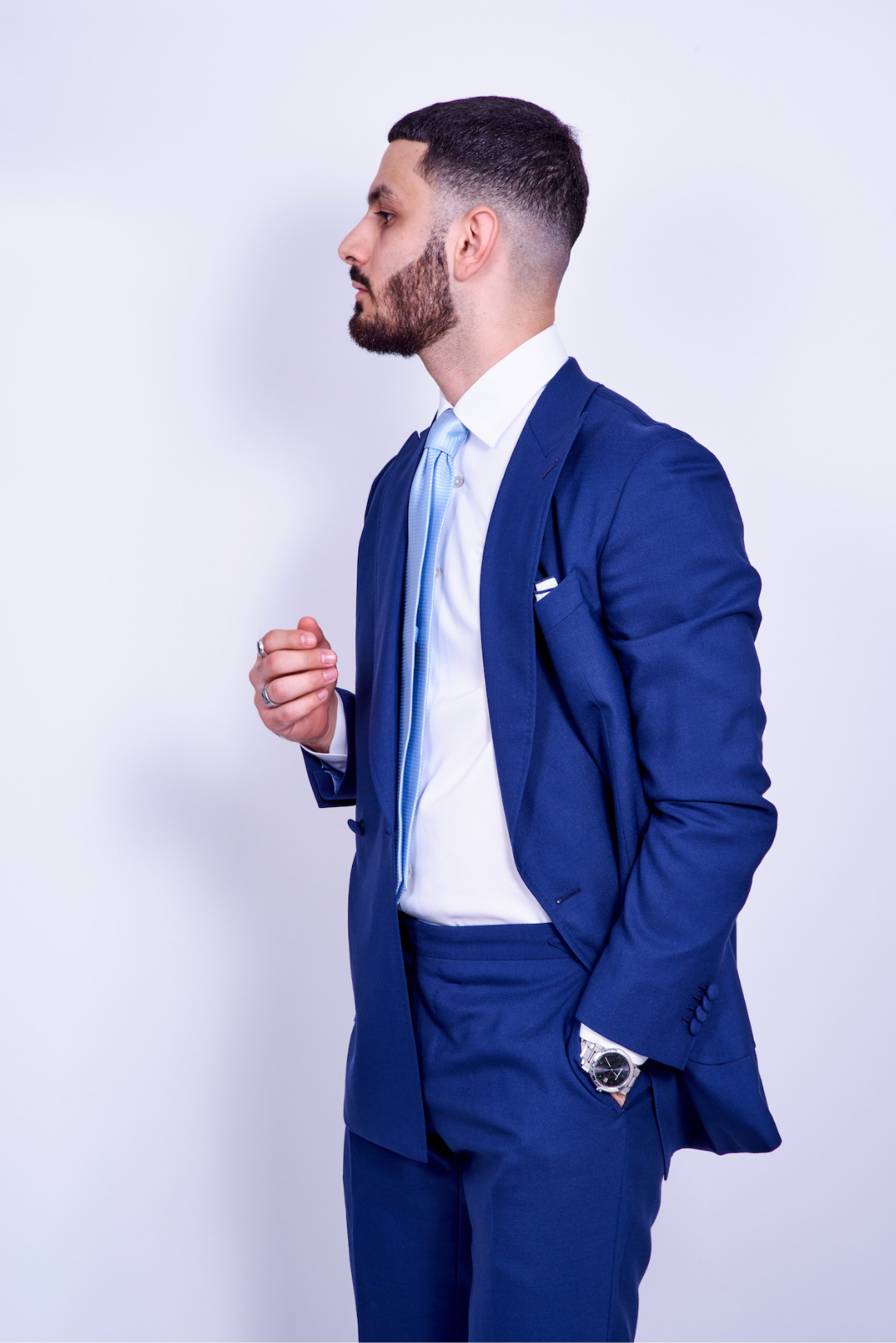 Navy Two Button DB Water Resistant Wool Blazer