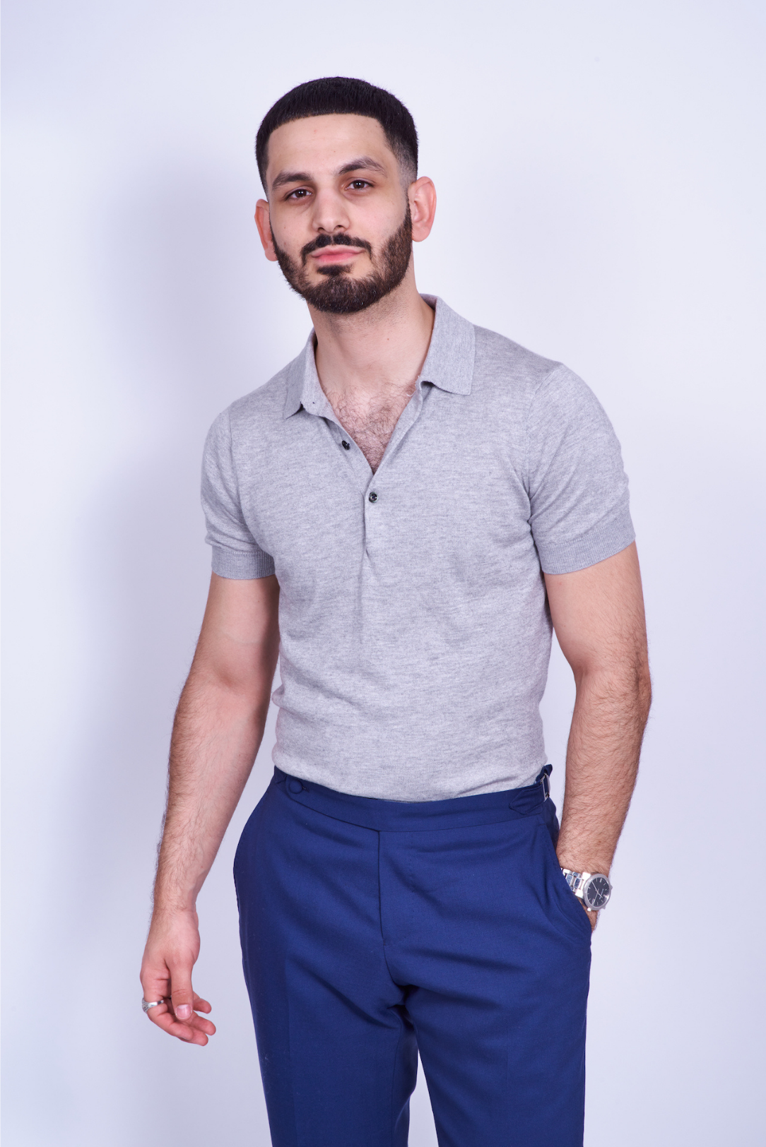 Grey Silk/Cashmere Polo