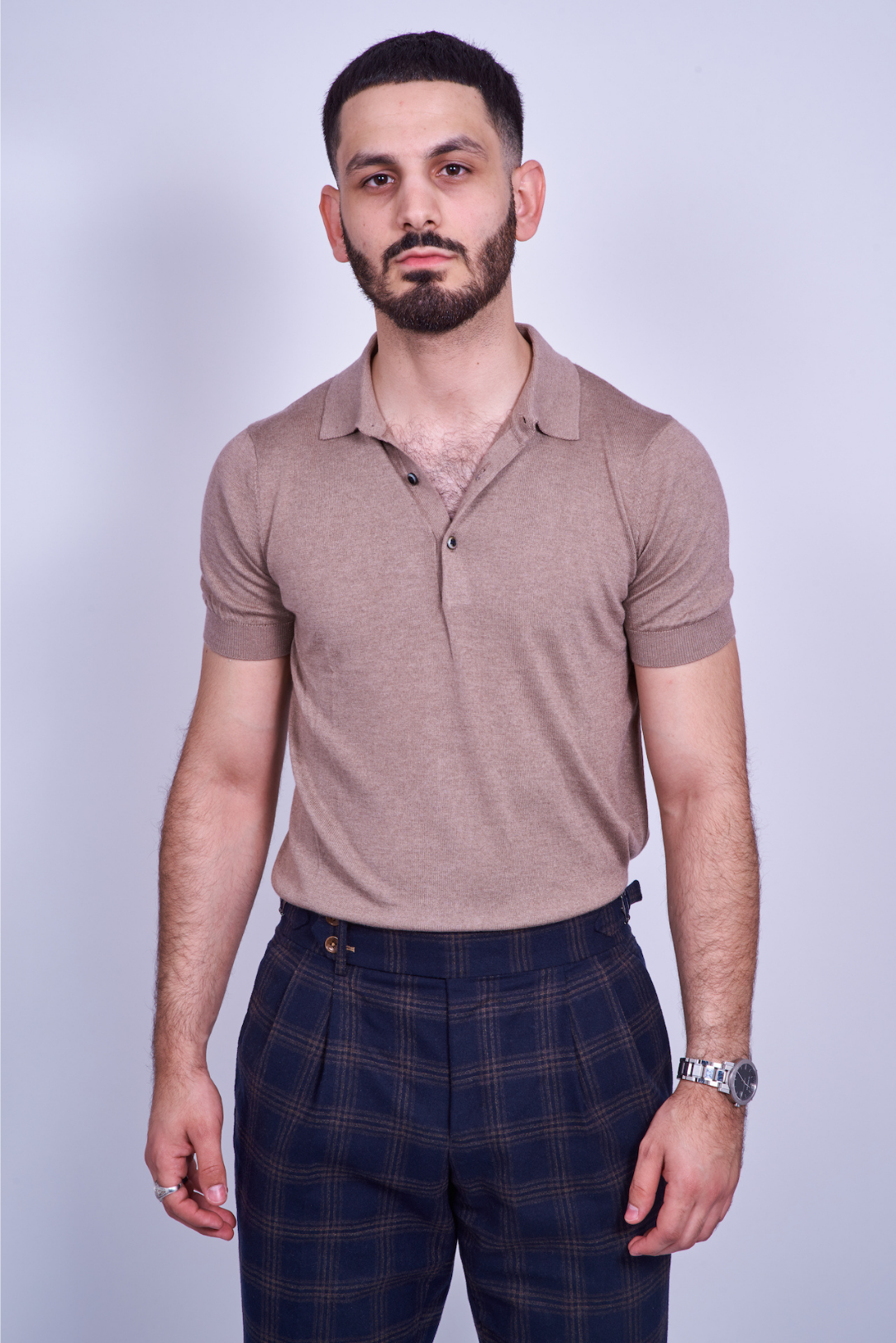 Khaki Silk/Cashmere Polo