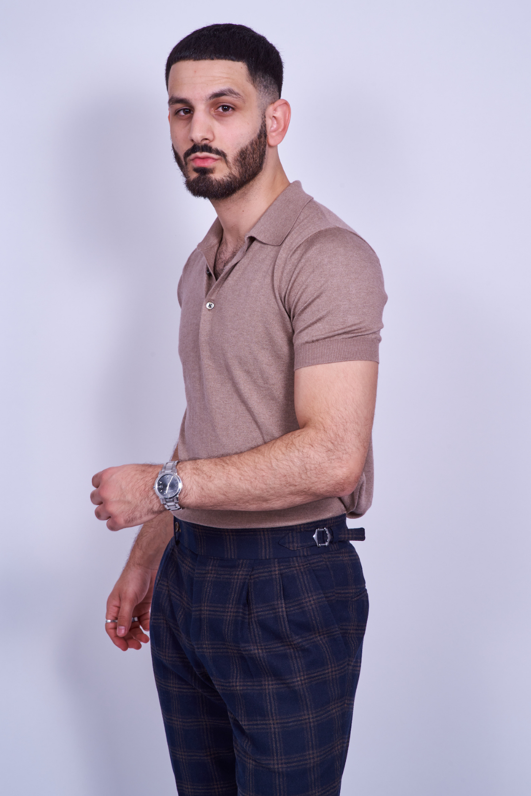 Khaki Silk/Cashmere Polo