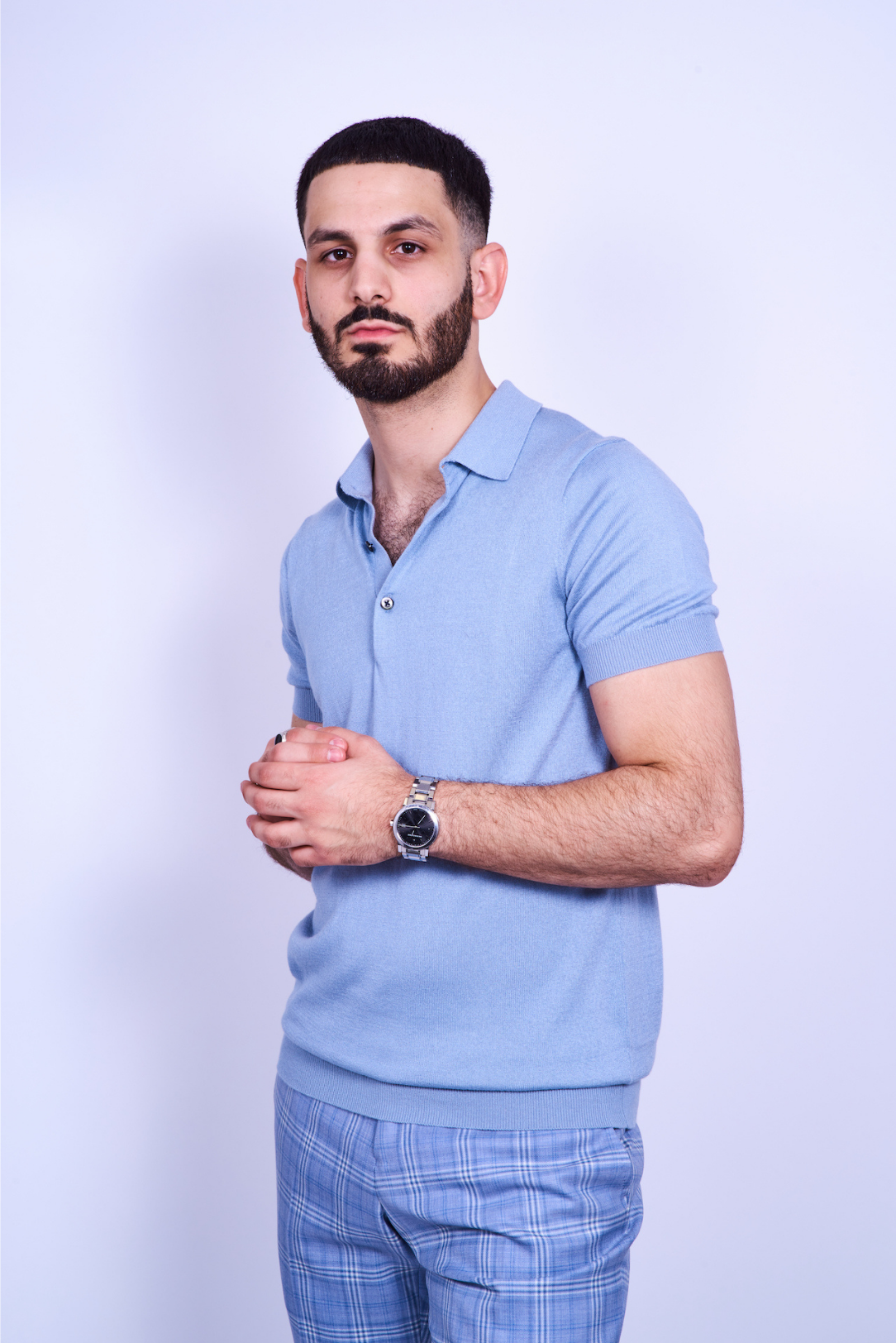 Light Blue Silk/Cashmere Polo