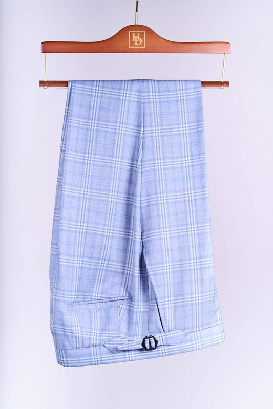 Blue Plaid Wool Trousers