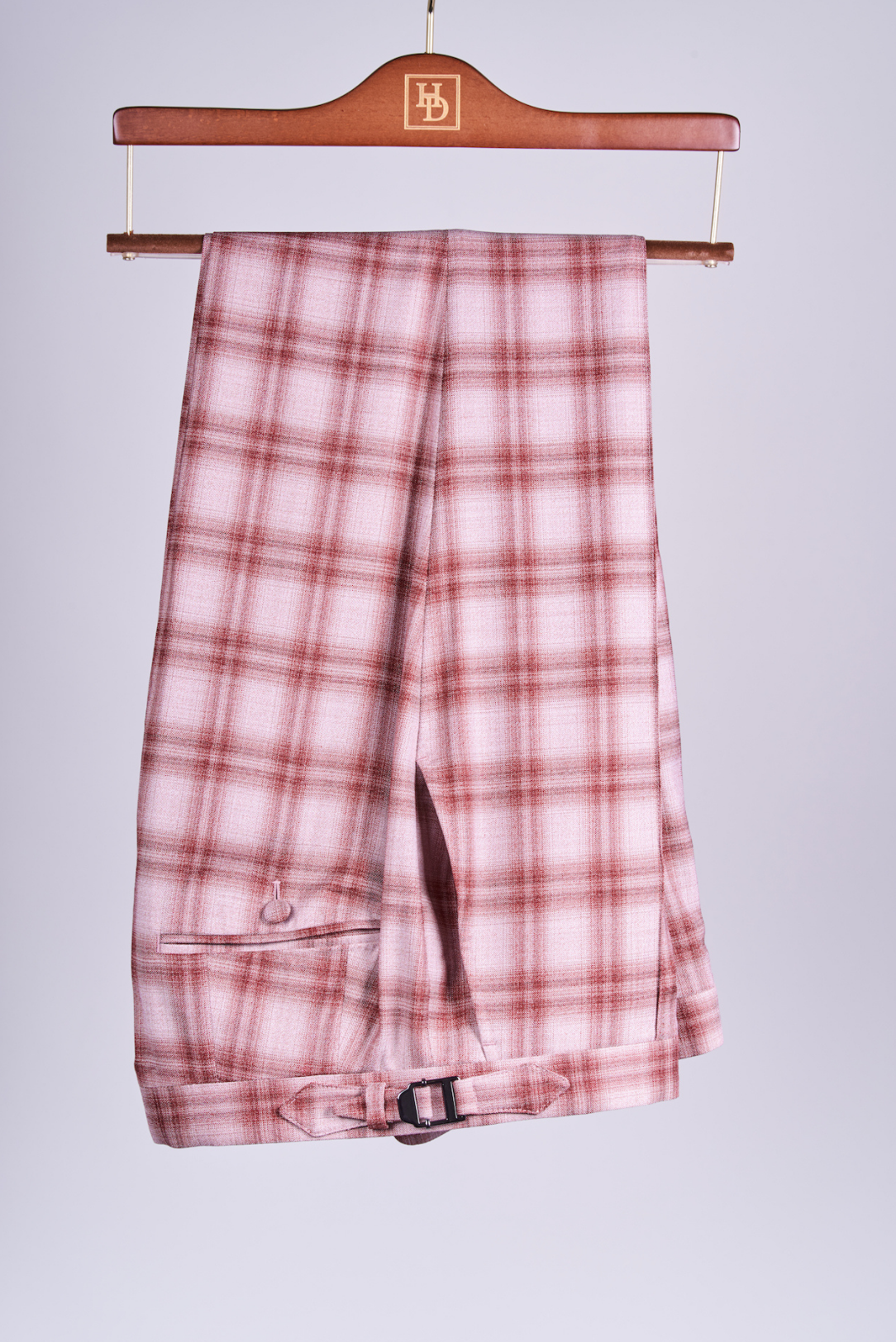 Maroon Plaid Wool Trousers