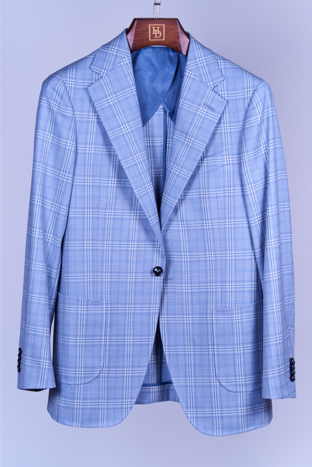 Blue Plaid Single Breasted Wool Blazer