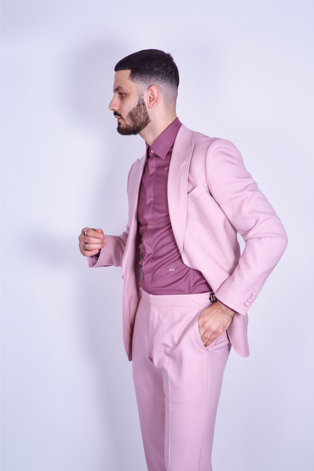 Mauve Single Breasted Wool Suit