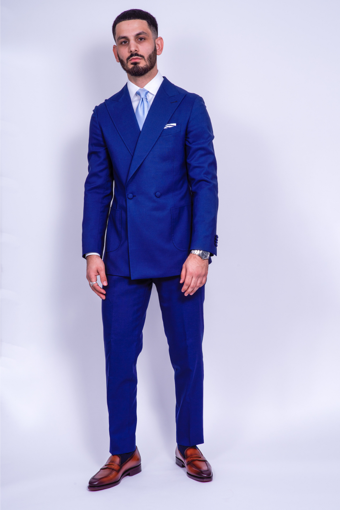 Navy Blue Two Button DB Water Resistant Wool Suit