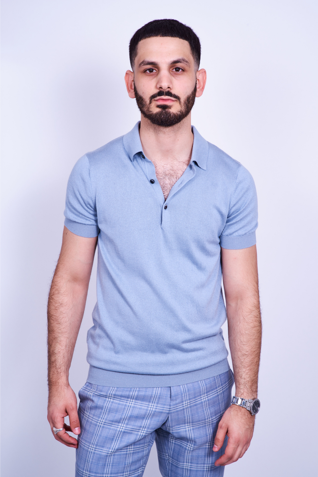 Light Blue Silk/Cashmere Polo